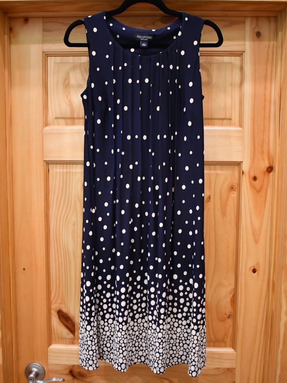 Perceptions Navy & White Polka Dot Sleeveless Dress S